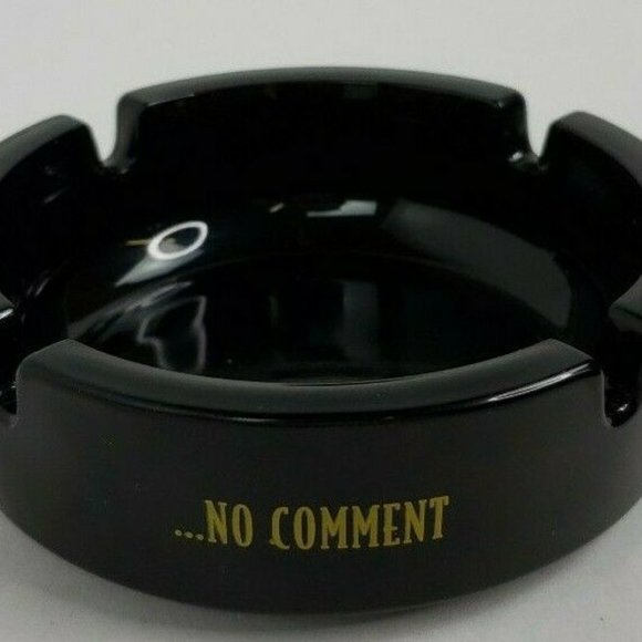 Al Capone No Comment Ashtray Heavy Black Glass - Picture 2 of 4